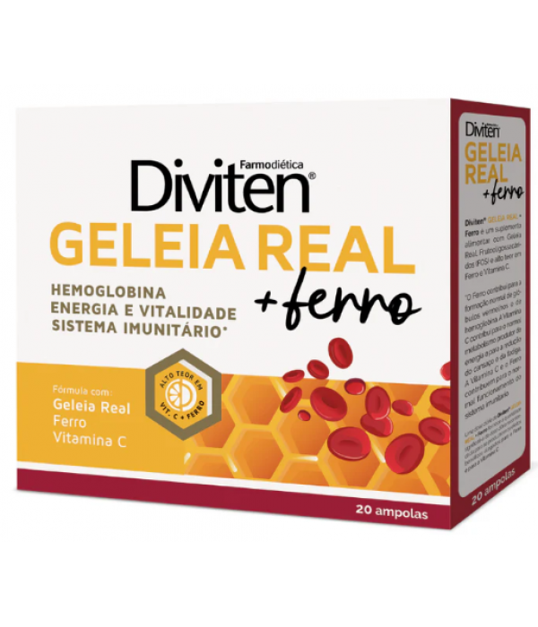 Diviten Geleia Real + Ferro - 20 Ampolas - Farmodietica